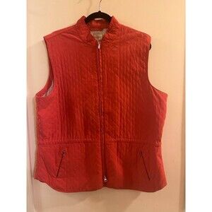 Talbots Jacket Women's Medium M Red Polyester Sleeveless Solid Full Zip